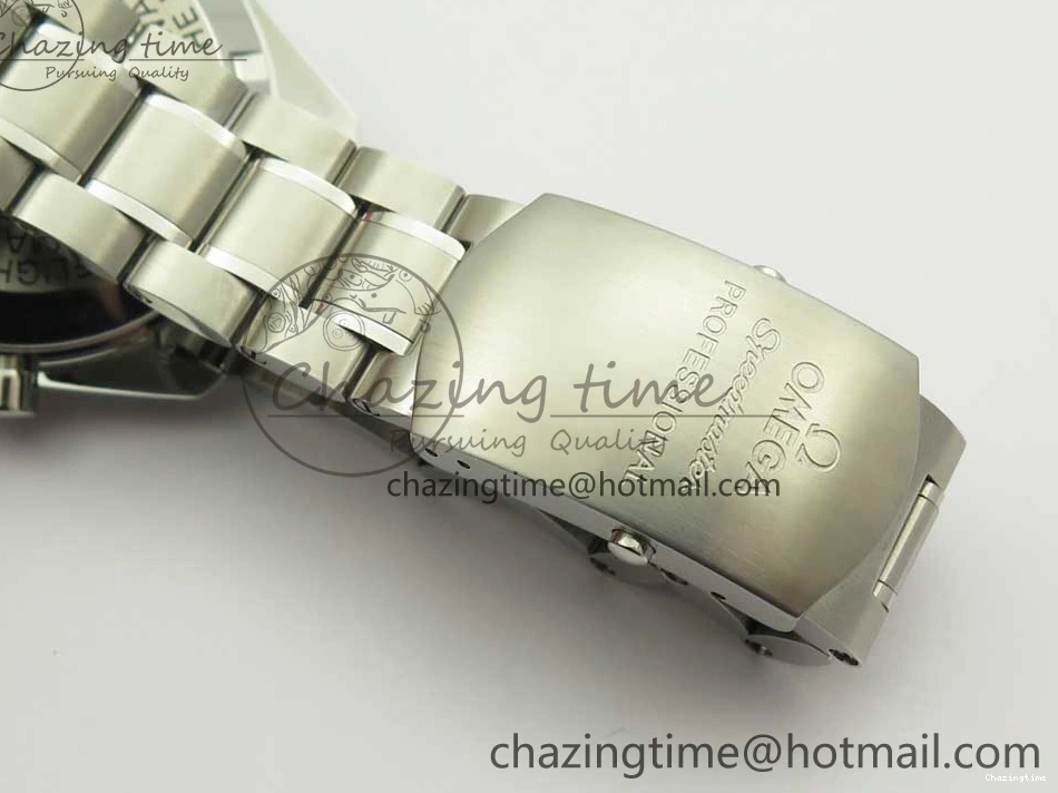 0318 WaterResistant Speedmaster SS Sapphire Crystal Panda White Black Dial on SS Bracelet Manual Winding Chrono Movement 7956